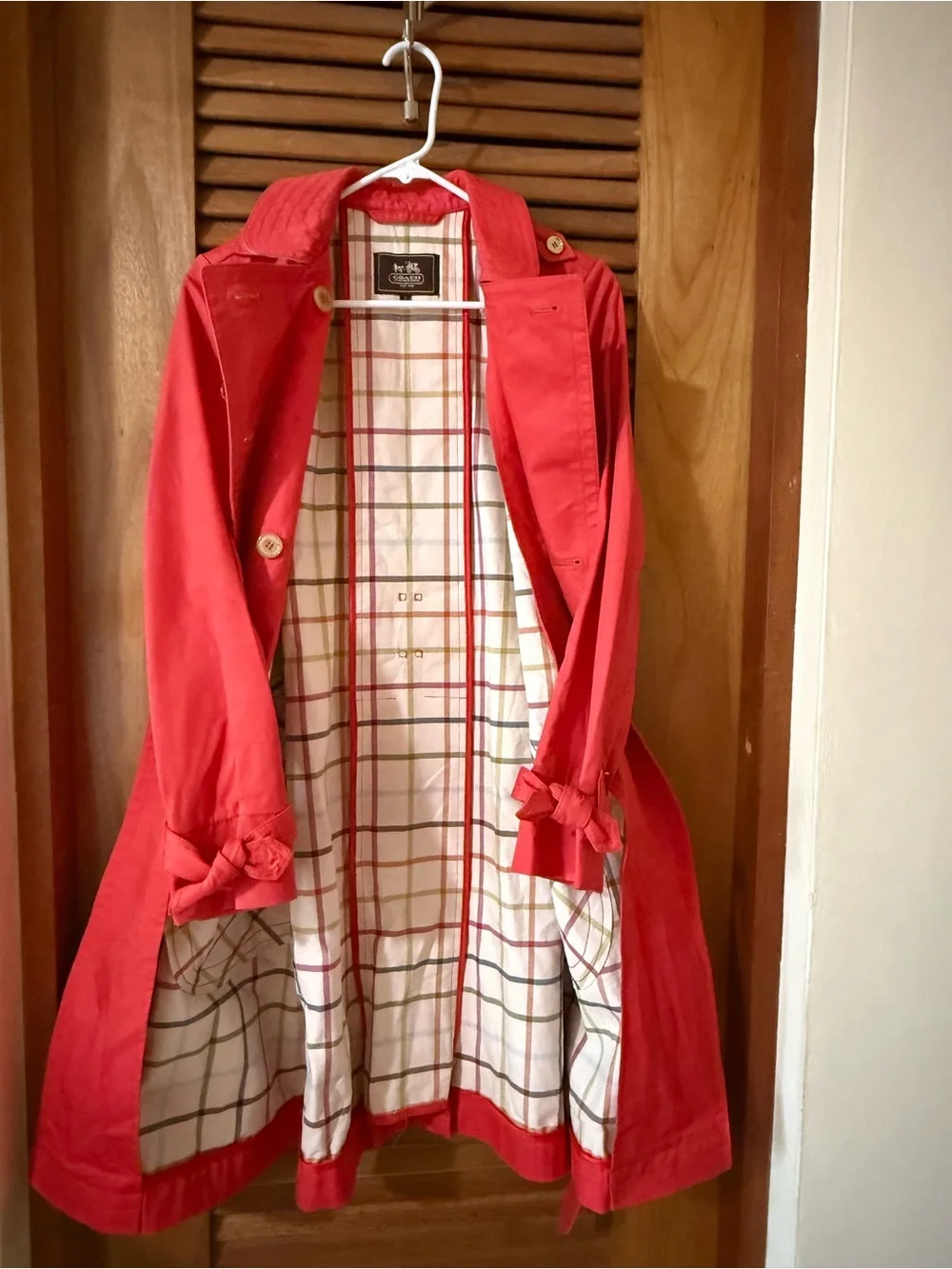 Coach Legacy/Red Double-Breasted Trench Coat with Belt
